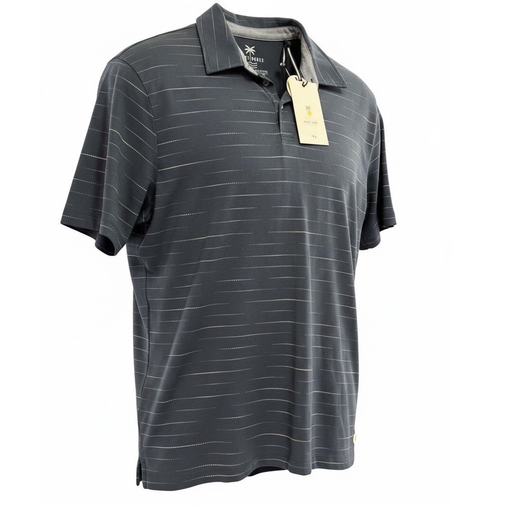 Desert Dunes Mens XXL Navy Blue‎ Dotted Stripe Short Sleeve Polo Shirt (T41)